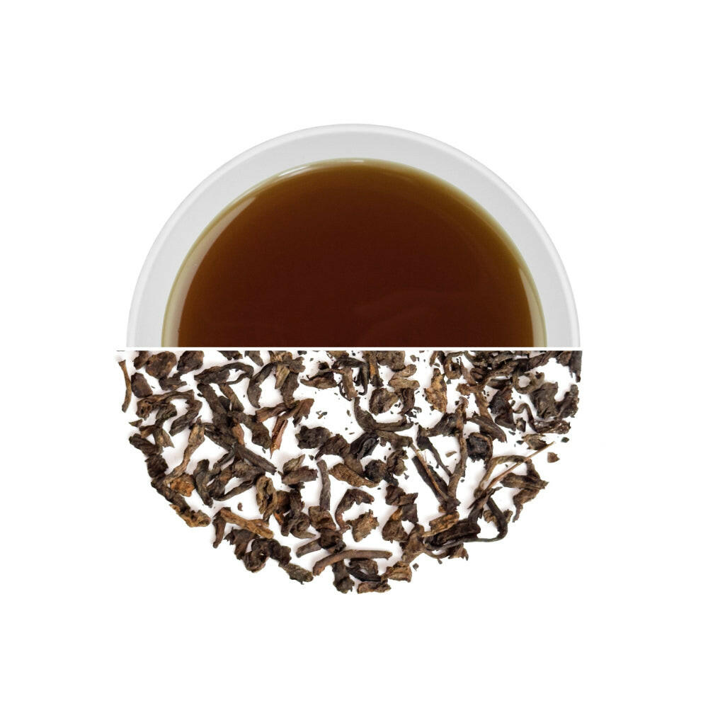 Té rojo Pu-erh Menghai 10 años · Hojas sueltas · Notas a cacao y frutos secos.