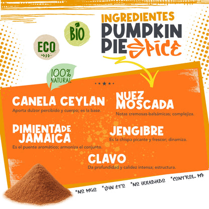 Ingredientes de Pumpkin Pie Spice: canela, jengibre, nuez moscada, clavo y pimienta de Jamaica