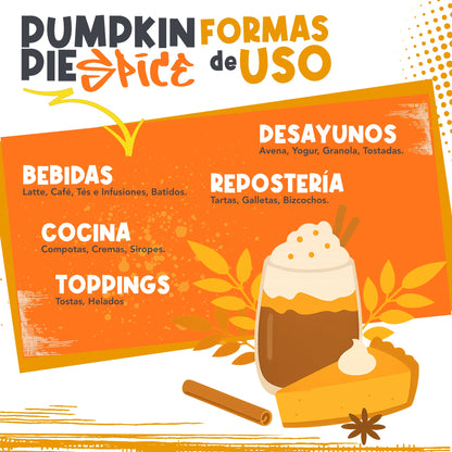 Sugerencia de uso de Pumpkin Pie Spice en cucharadas para bebidas y repostería