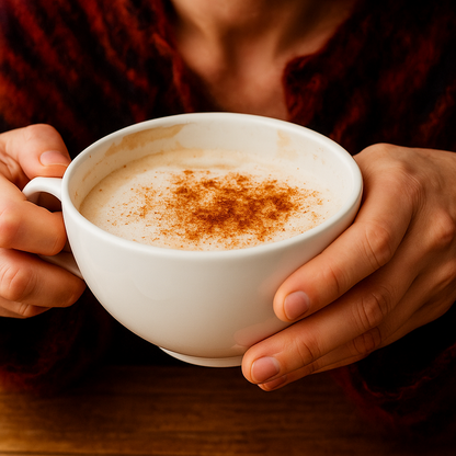 Pumpkin Pie Spice latte especiado con espuma cremosa y canela