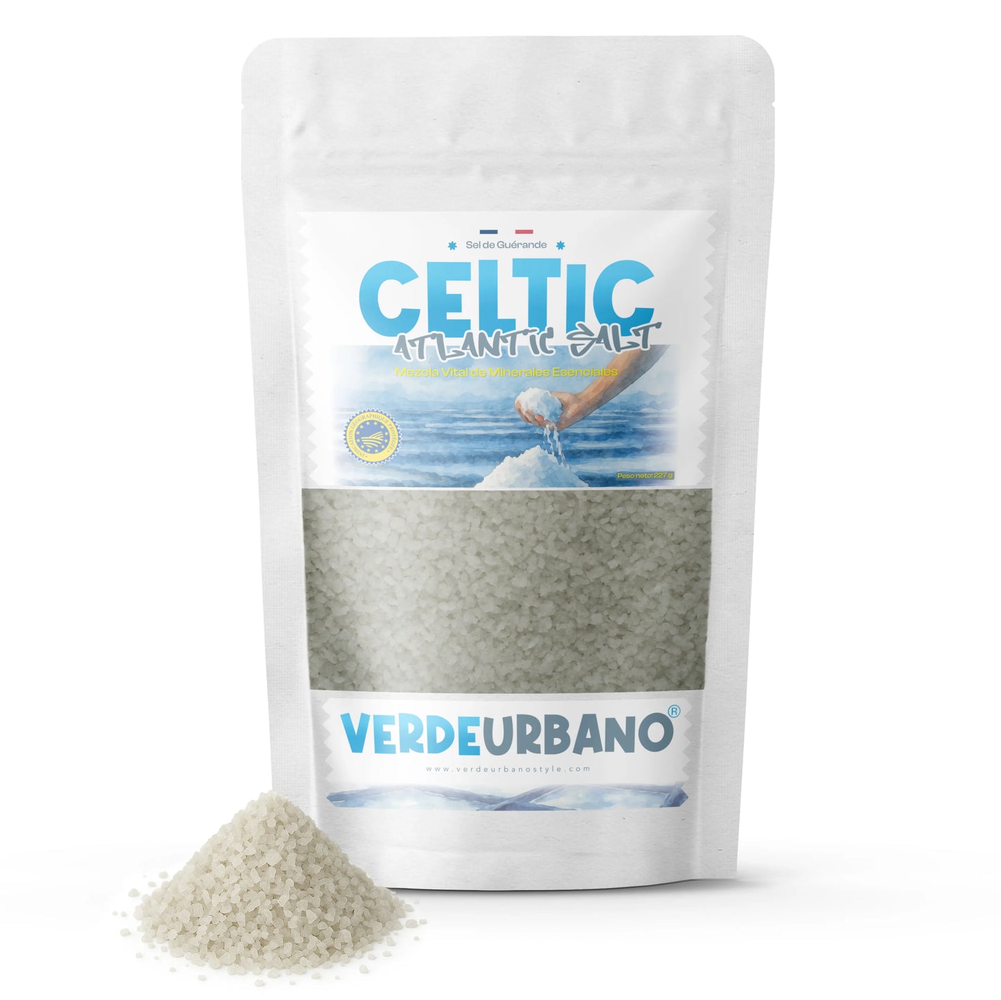 SAL GRIS CELTA - SAL CELTA | Rica en minerales - Cosecha tradicional Atlántica | Sal marina gruesa seca - 227 g. 8 oz.