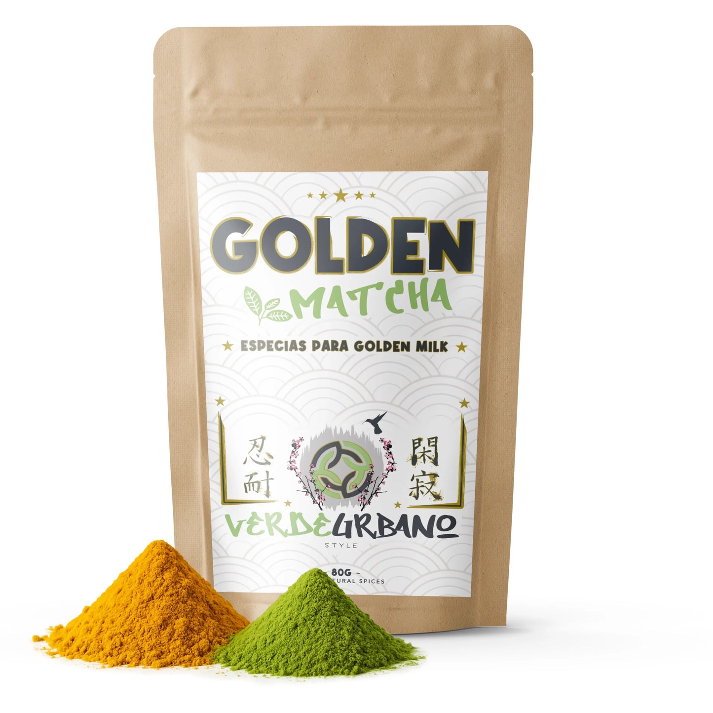 GOLDEN MATCHA | Cúrcuma con Matcha y Ashwagandha - Ingredientes 100% naturales - 80 g.