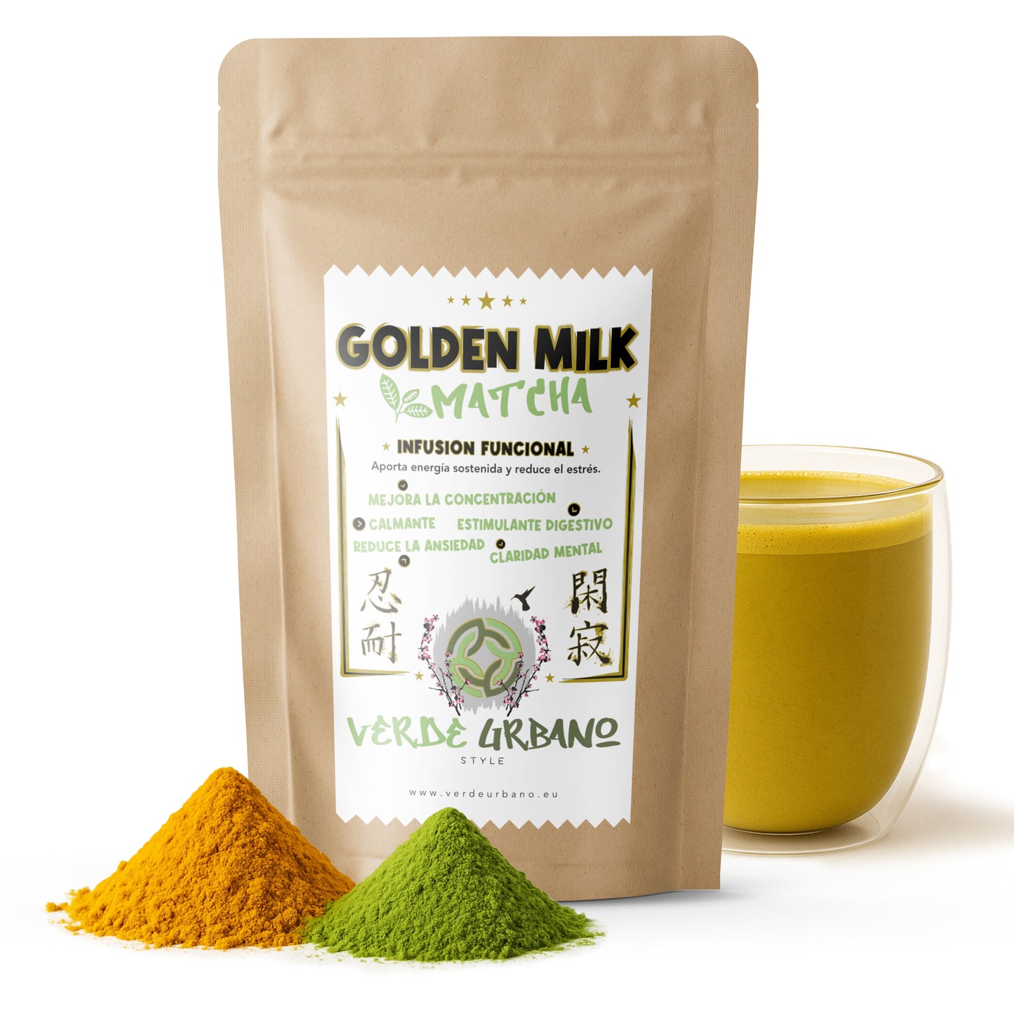 GOLDEN MILK MATCHA | Infusión funcional con Cúrcuma, Matcha y Ashwagandha - Ingredientes 100% naturales